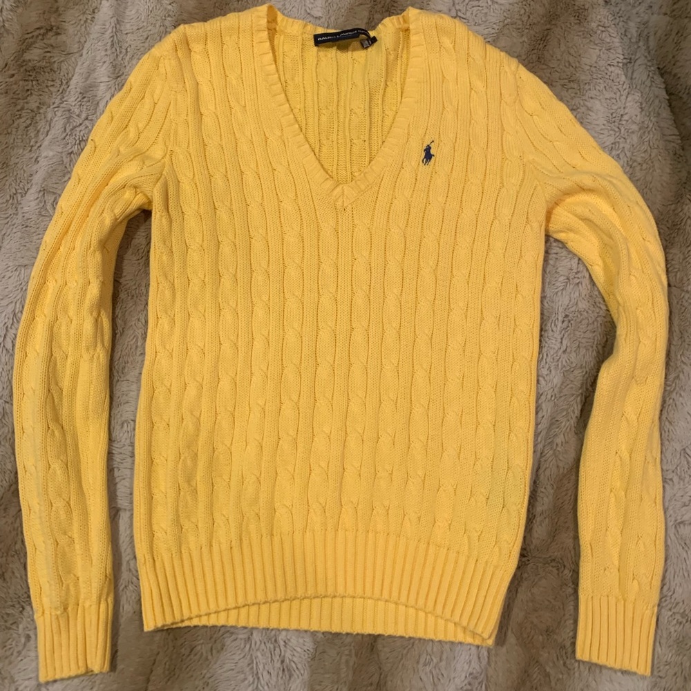 Yellow Polo Ralph Lauren cable knit sweater
